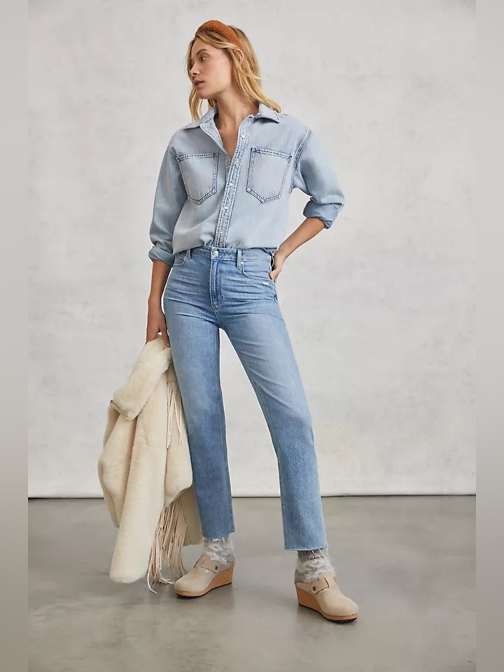 PAIGE| ‘Sarah Straight Ankle’ High Rise Raw Hem Jeans